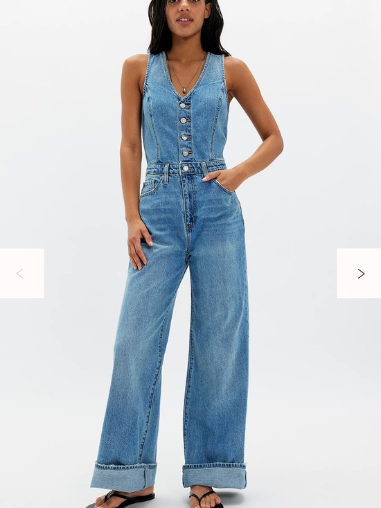Free People Pants - Free People Levi’s Denim Vest Wide-Leg Jumpsuit size 26.
